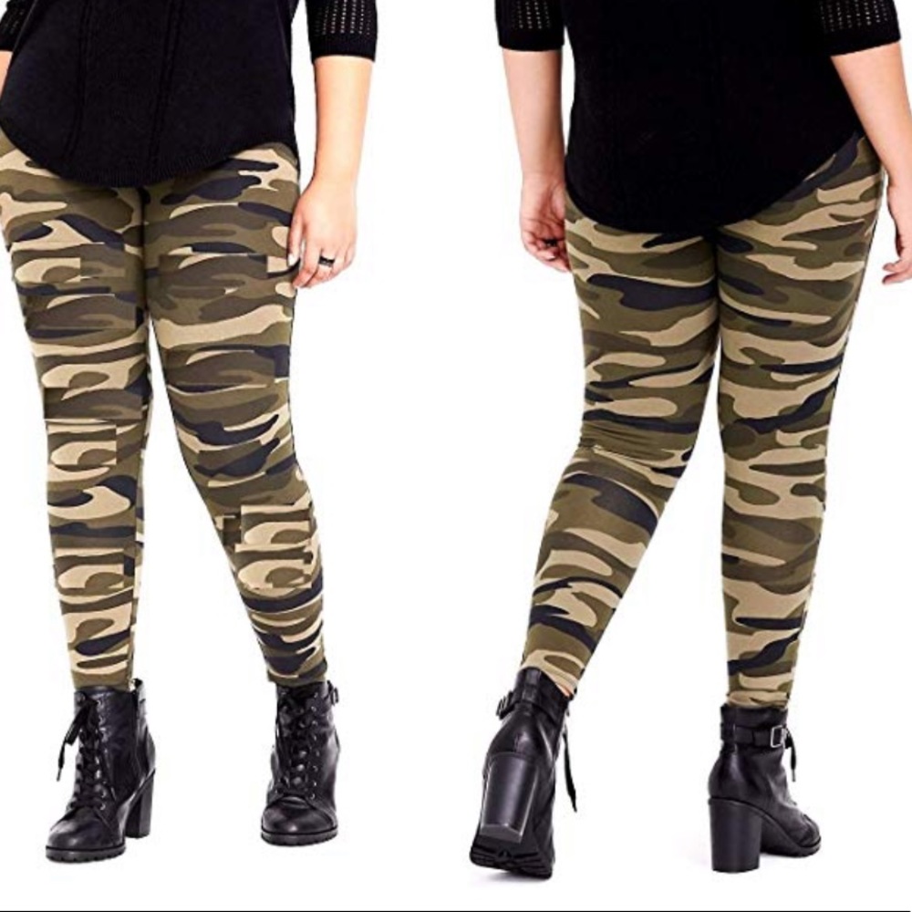 Plus Size Military soft camouflage yoga leggings